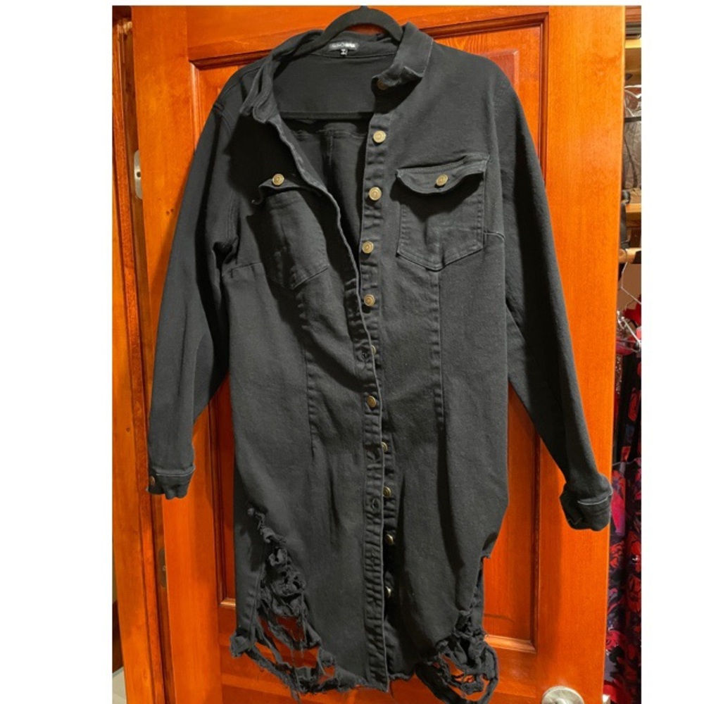 Fashion Nova Curve Denim Black Buttonup Dress 2X